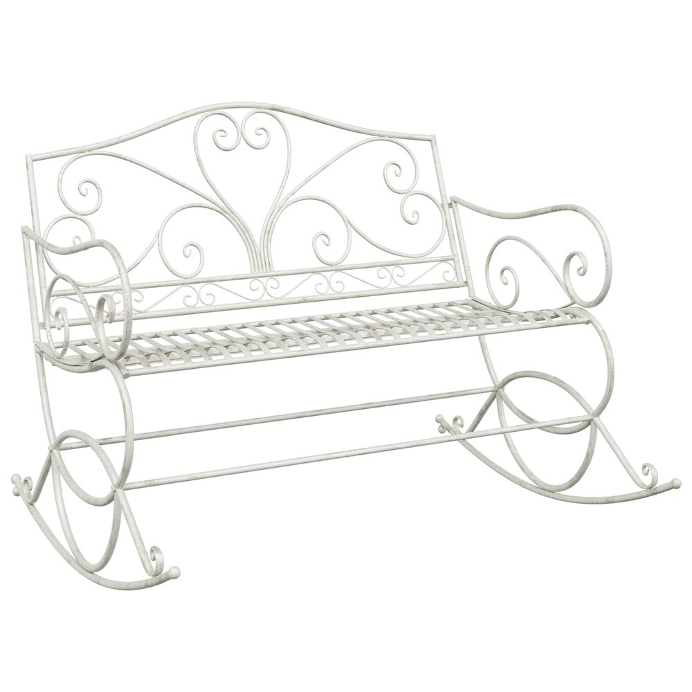 Banc de jardin blanc antique acier