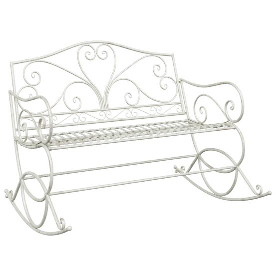 Banc de jardin blanc antique acier