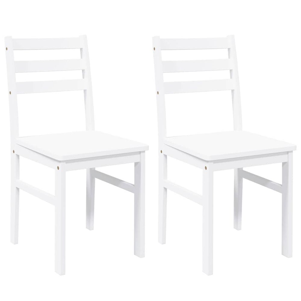 Chaises à manger 2 pcs blanc bois massif caoutchouc