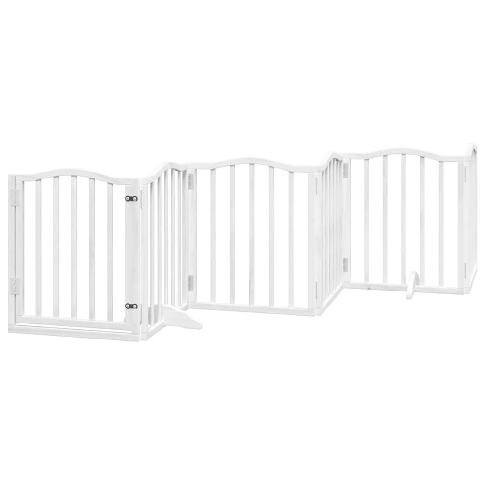 Barrière pour chiens et porte 6 panneaux blanc bois de peuplier