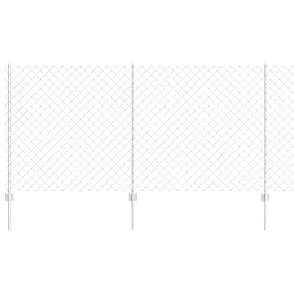 Clôture avec poteau argenté 1,2 x 25 m acier