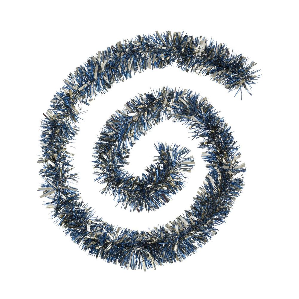 Guirlande de noël large 10 cm bleu et or longueur 2 mètres