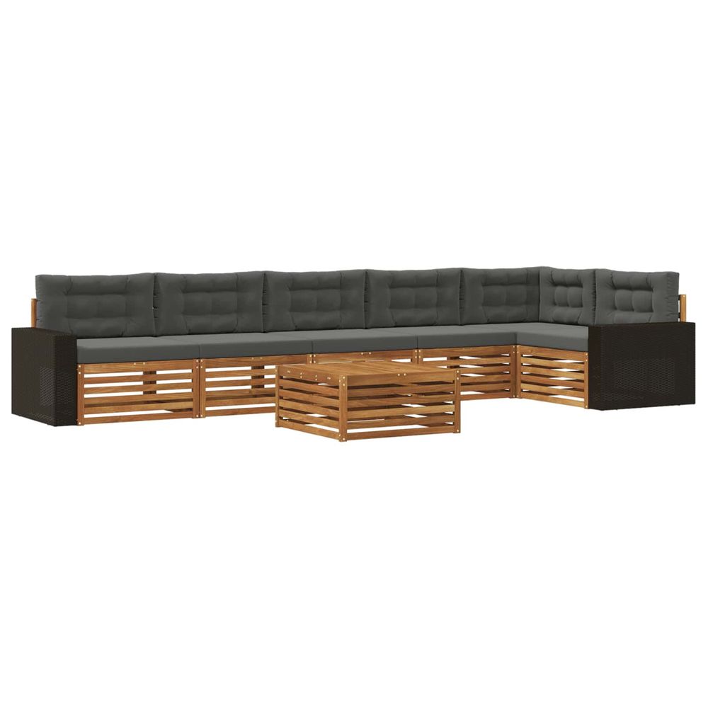 Ensemble de canapés d'extérieur 7 pc naturel et anthracite