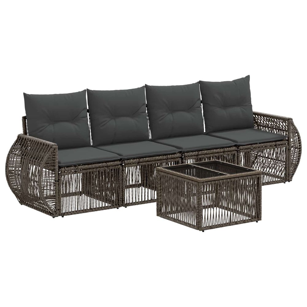 Ensemble de canapé de jardin 5 pc gris et gris foncé polyrotin