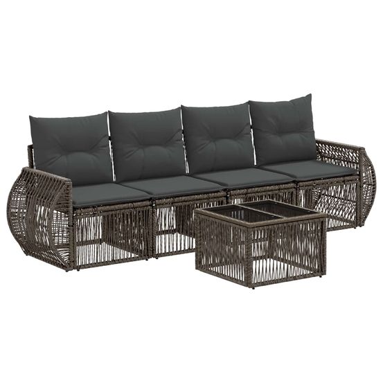 Ensemble de canapé de jardin 5 pc gris et gris foncé polyrotin