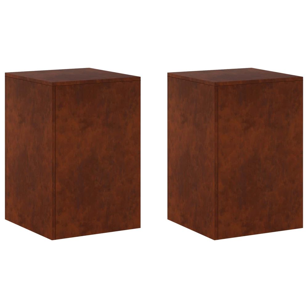 Support de plante 2 pcs rouillé 40 x 40 x 60 cm acier patiné
