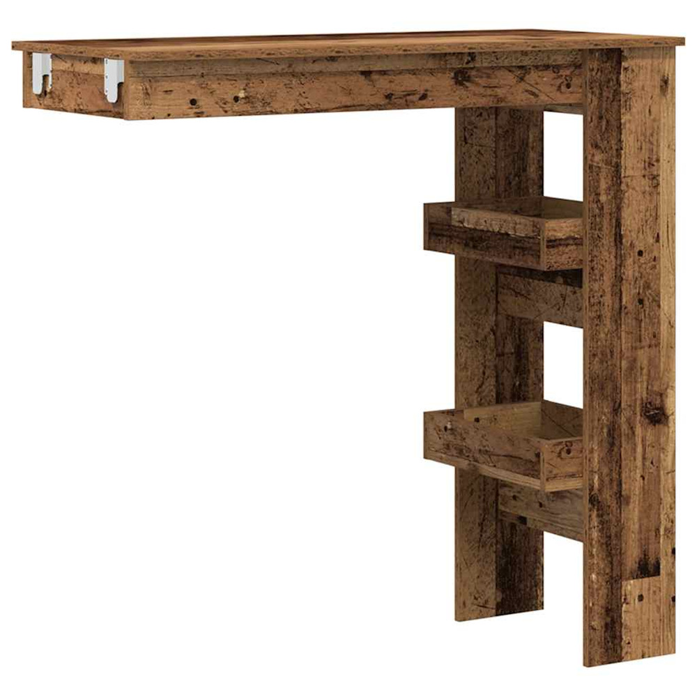 Table bar mural vieux bois 102x45x103,5 cm bois d'ingénierie