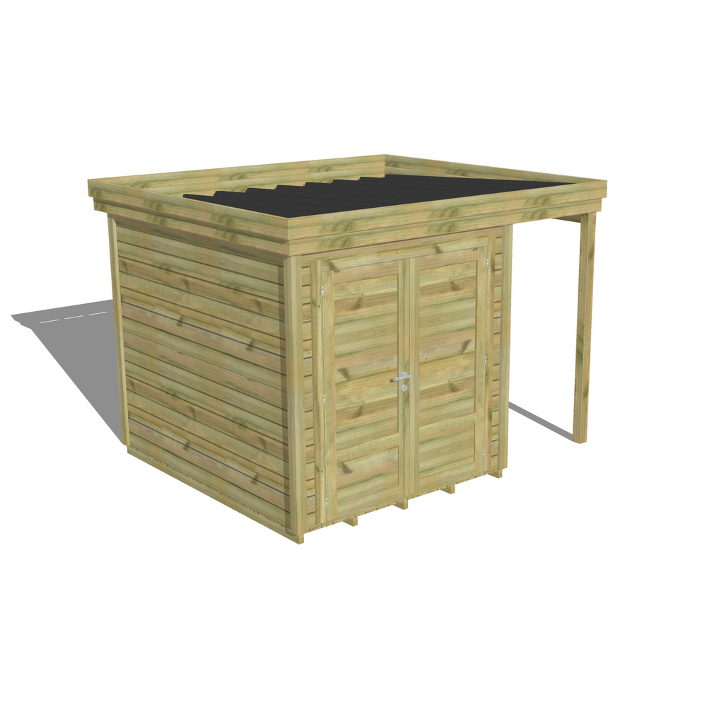 Abri de jardin bois pin traité autoclave 27mm - 3,14x2,64m / 8m2 - bac acier - plancher bois
