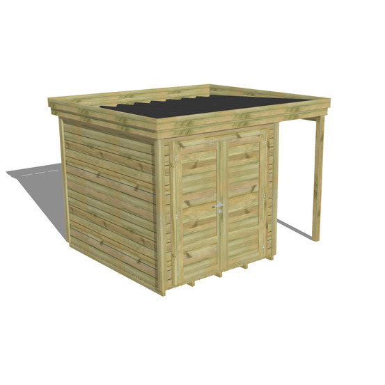 Abri de jardin bois pin traité autoclave 27mm - 3,14x2,64m / 8m2 - bac acier - plancher bois