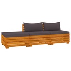 Salon de jardin meuble d'extérieur ensemble de mobilier 3 pièces avec coussins bois d'acacia solide