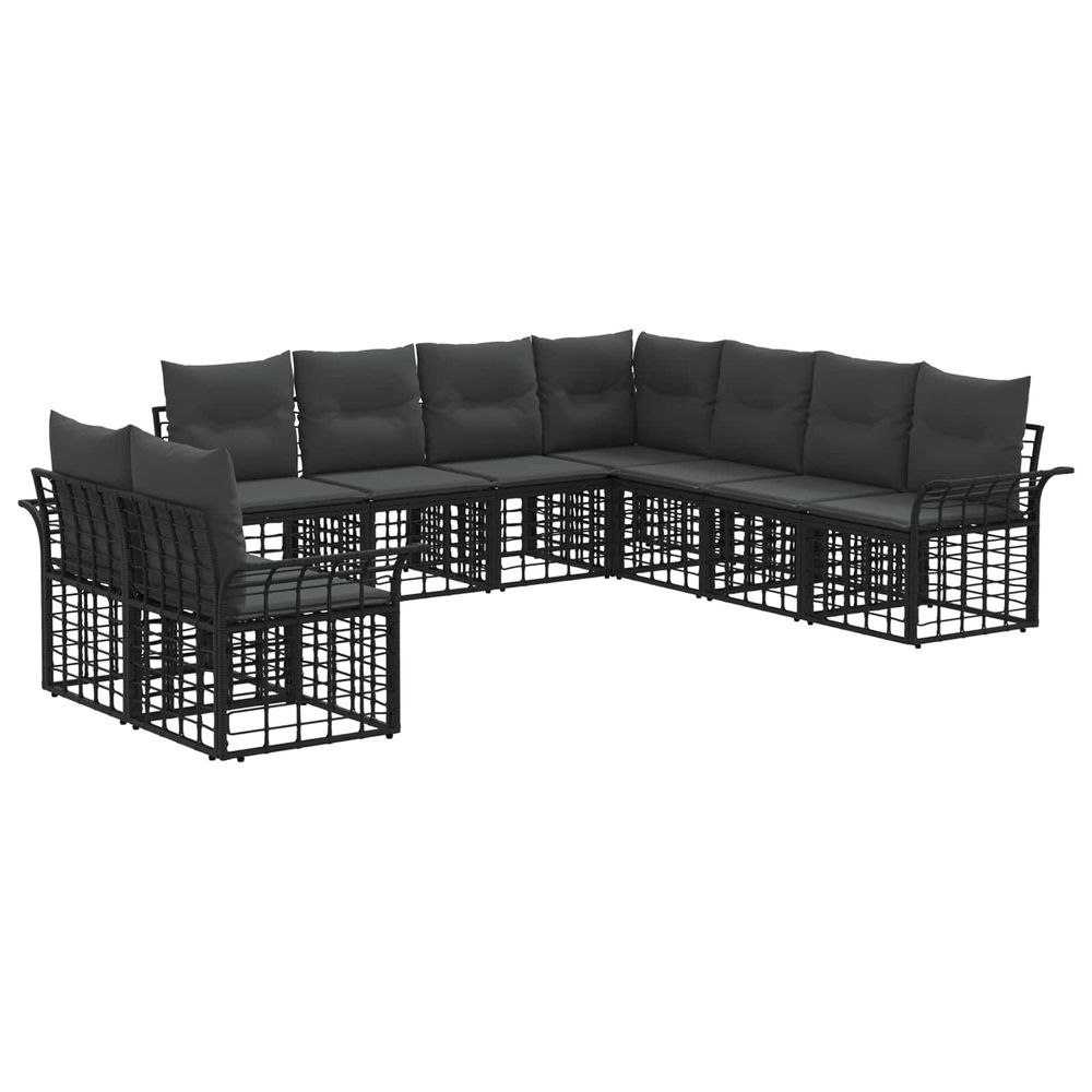 Ensemble de canapés d'extérieur 9 pc noir et gris foncé