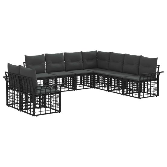 Ensemble de canapés d'extérieur 9 pc noir et gris foncé