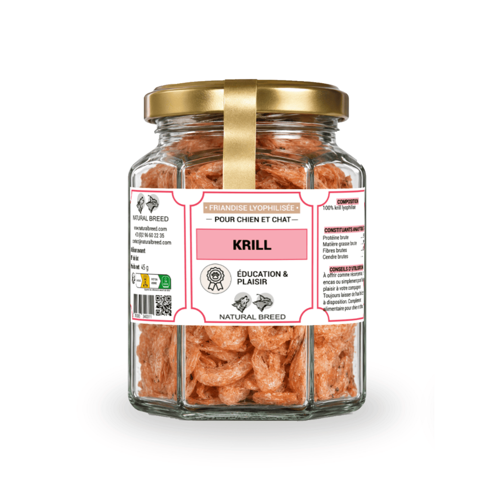 Friandises lyophilisées pour chien et chat – 100 % krill (crevettes) – snack naturel