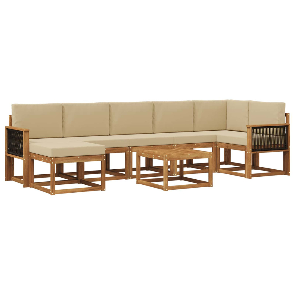 Ensemble de canapés d'extérieur 8 pcs naturel et beige