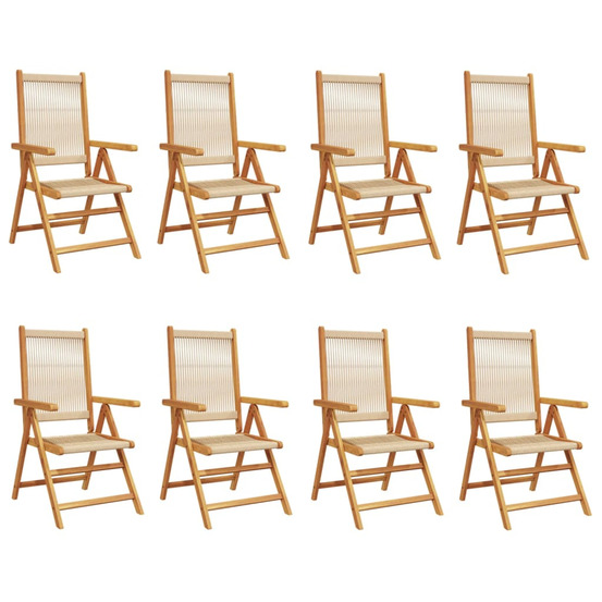 Chaises inclinables de jardin lot de 8 beige bois massif acacia