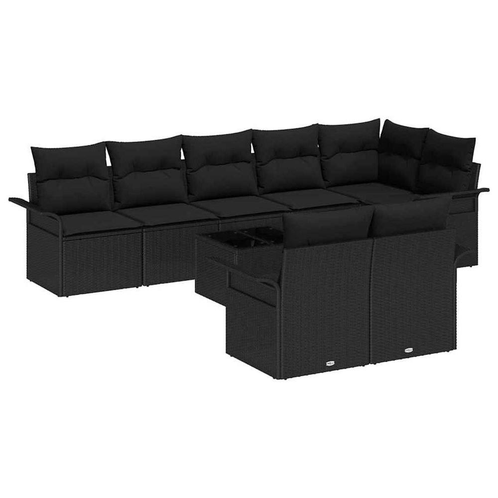 Ensemble de canapé de jardin 9 pc noir polyrotin