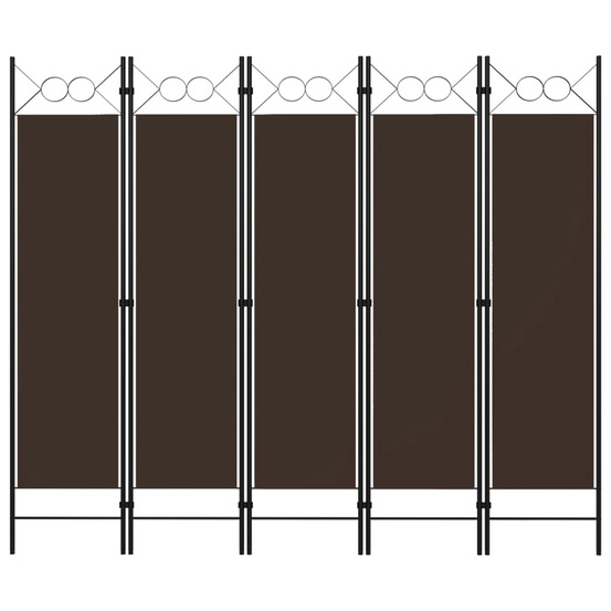 Cloison de séparation 5 panneaux marron 200x180 cm