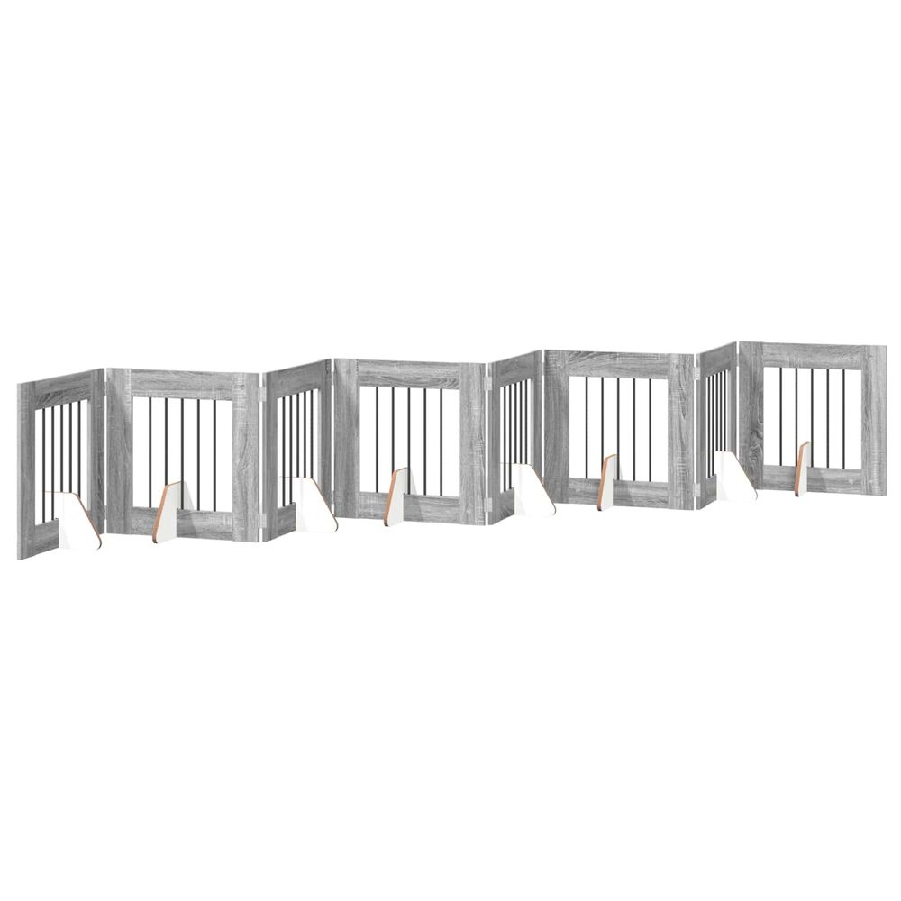 Porte de chien pliable avec supports 8 pc sonoma gris 60 cm