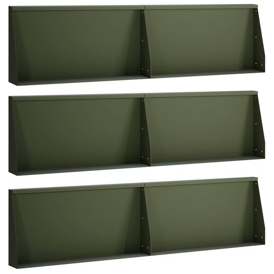 Mur de soutènement 6 pc 80 x 12 x 30 cm acier vert olive