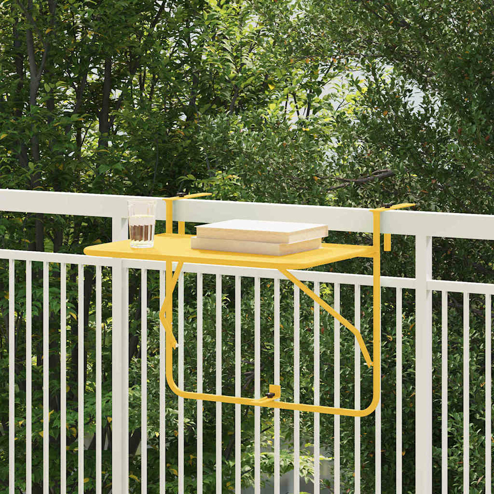 Table suspendue de balcon moutarde 60 x 39 x 65 cm acier