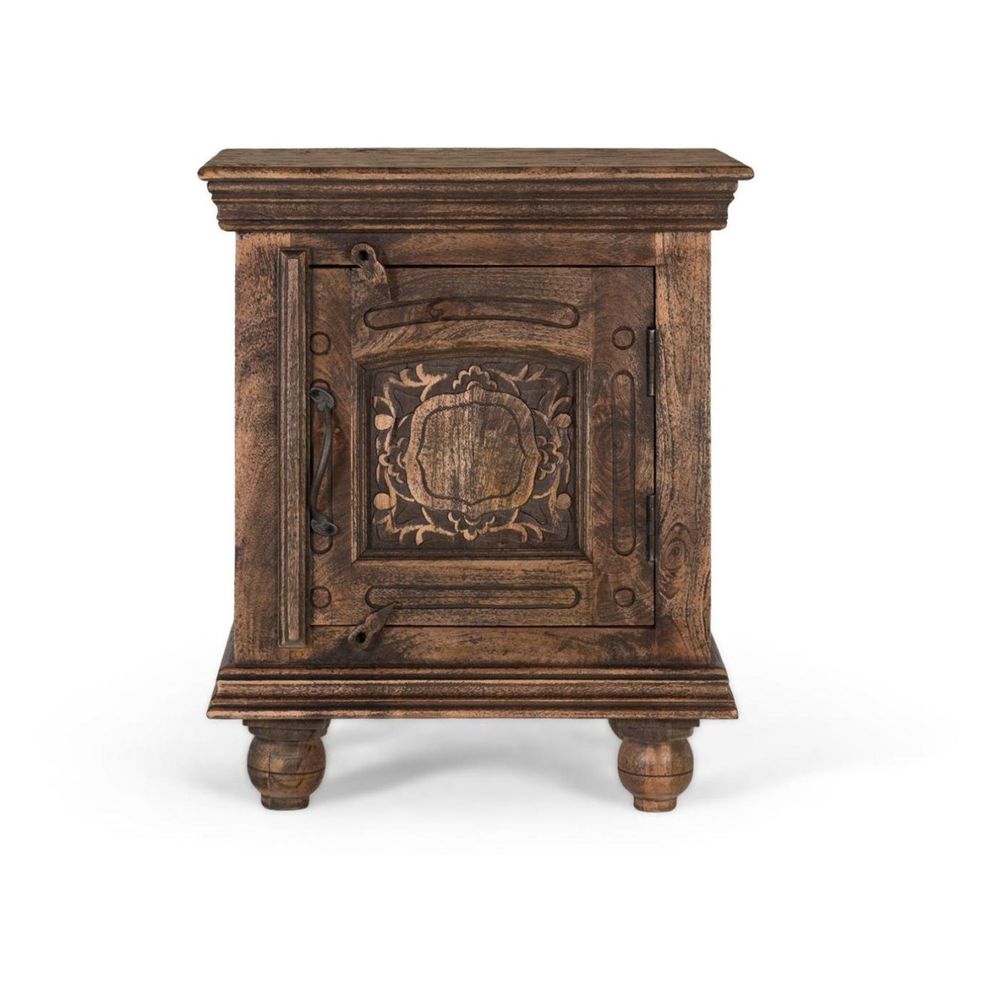 Table de chevet bois marron - lucrècia décoration d'autrefois
