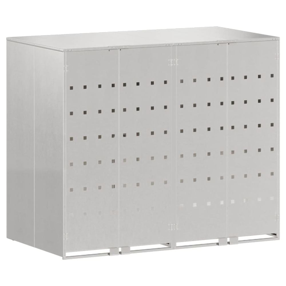 Rangement de poubelle à roulettes pour 3 poubelles argent