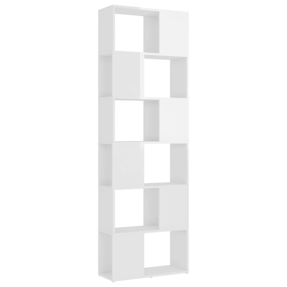 Bibliothèque/séparateur de pièce blanc brillant 60x24x186 cm
