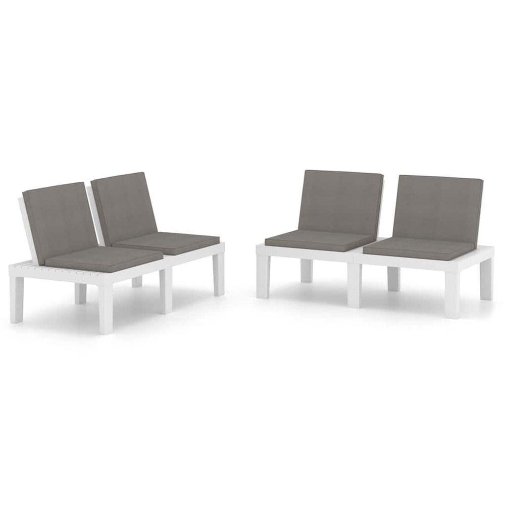 Bancs de salon de jardin avec coussins lot de 2 plastique blanc