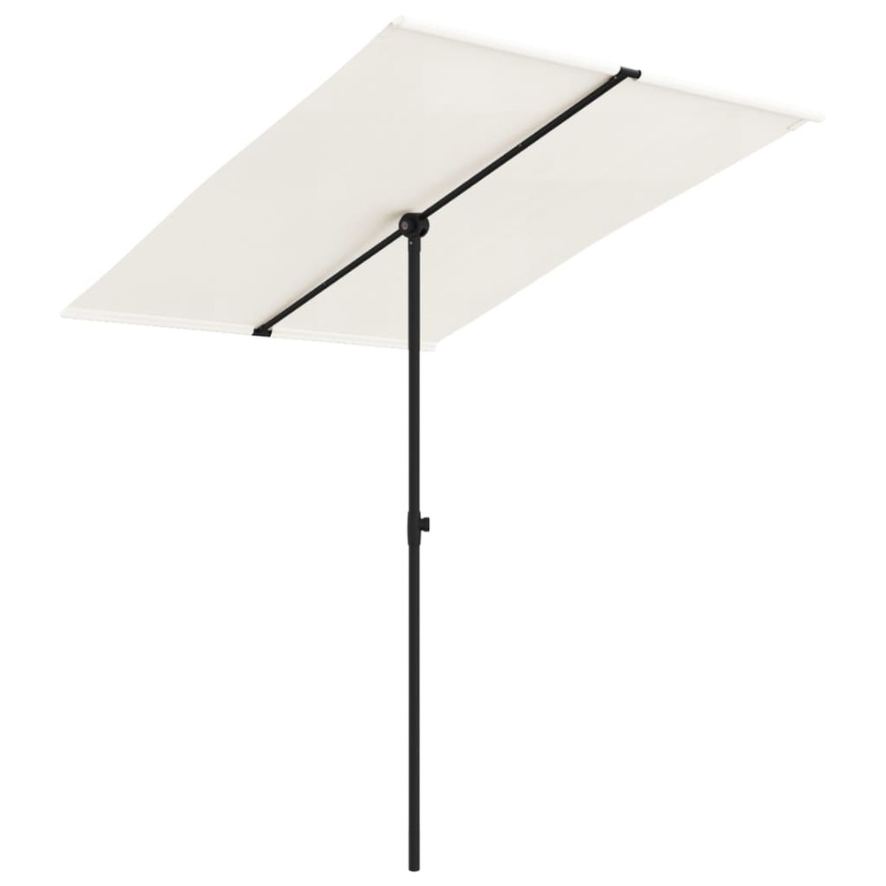 Parasol d'extérieur avec mât en aluminium 2 x 1,5 m blanc sable
