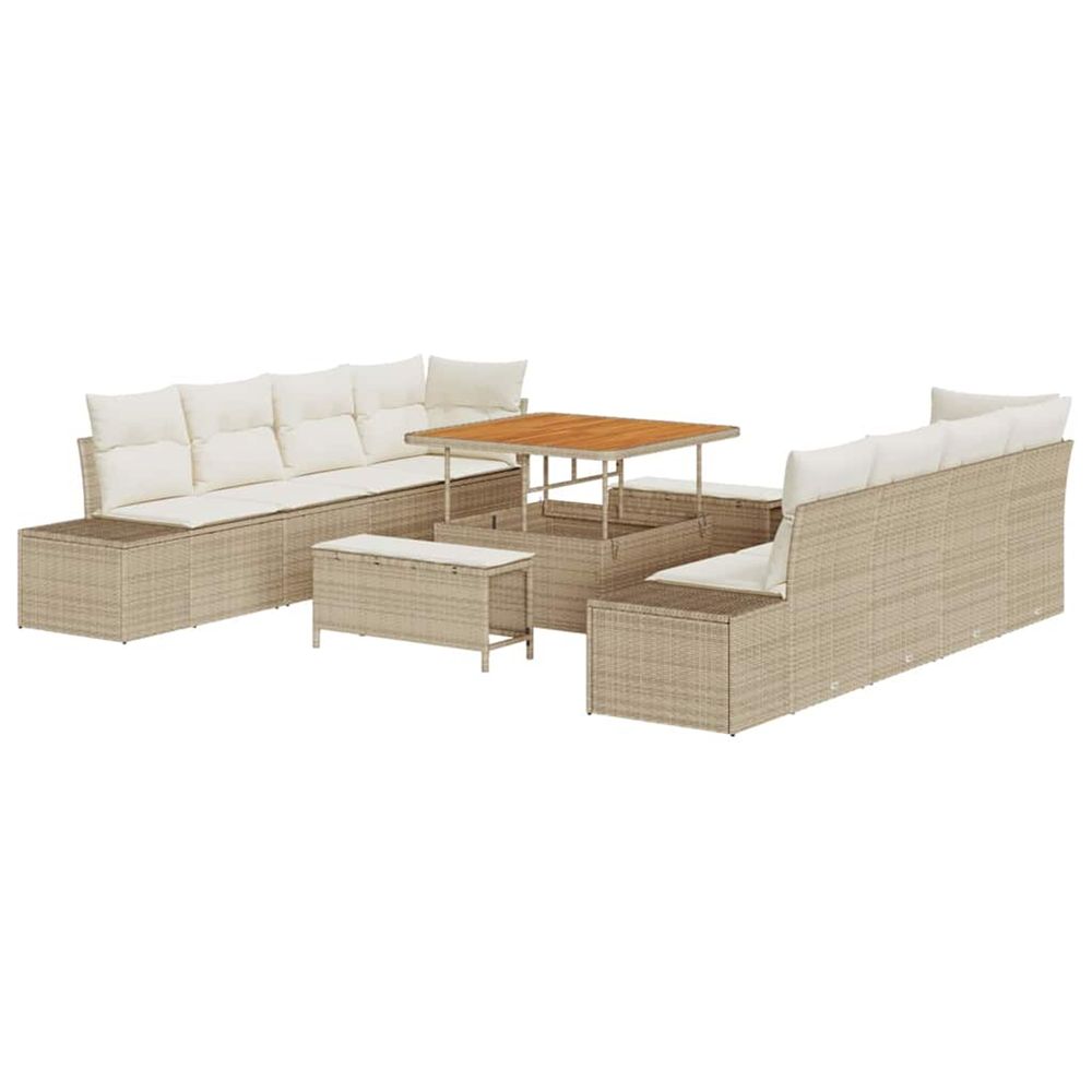 Ensemble de canapé de jardin 11 pc beige polyrotin