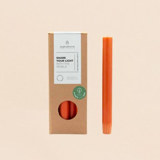 Set de 10 bougies cierges orange 20 cm
