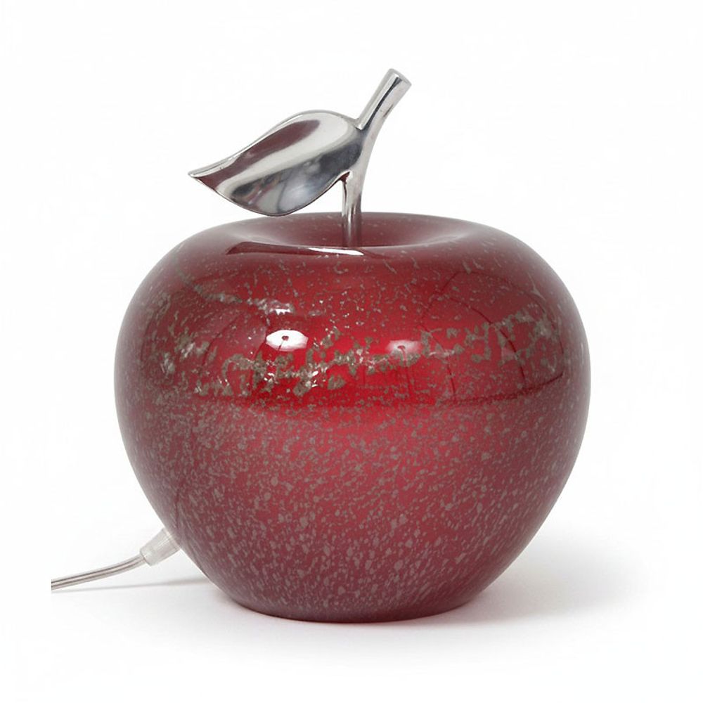 Lampe à poser manzana pomme rouge verre bullé 24x24x27cm