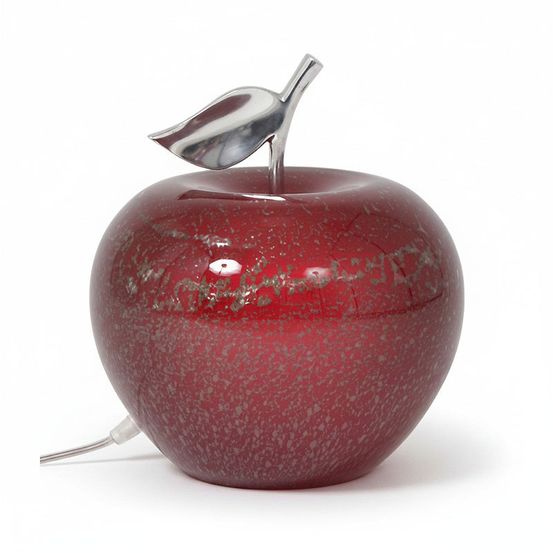 Lampe à poser manzana pomme rouge verre bullé 24x24x27cm