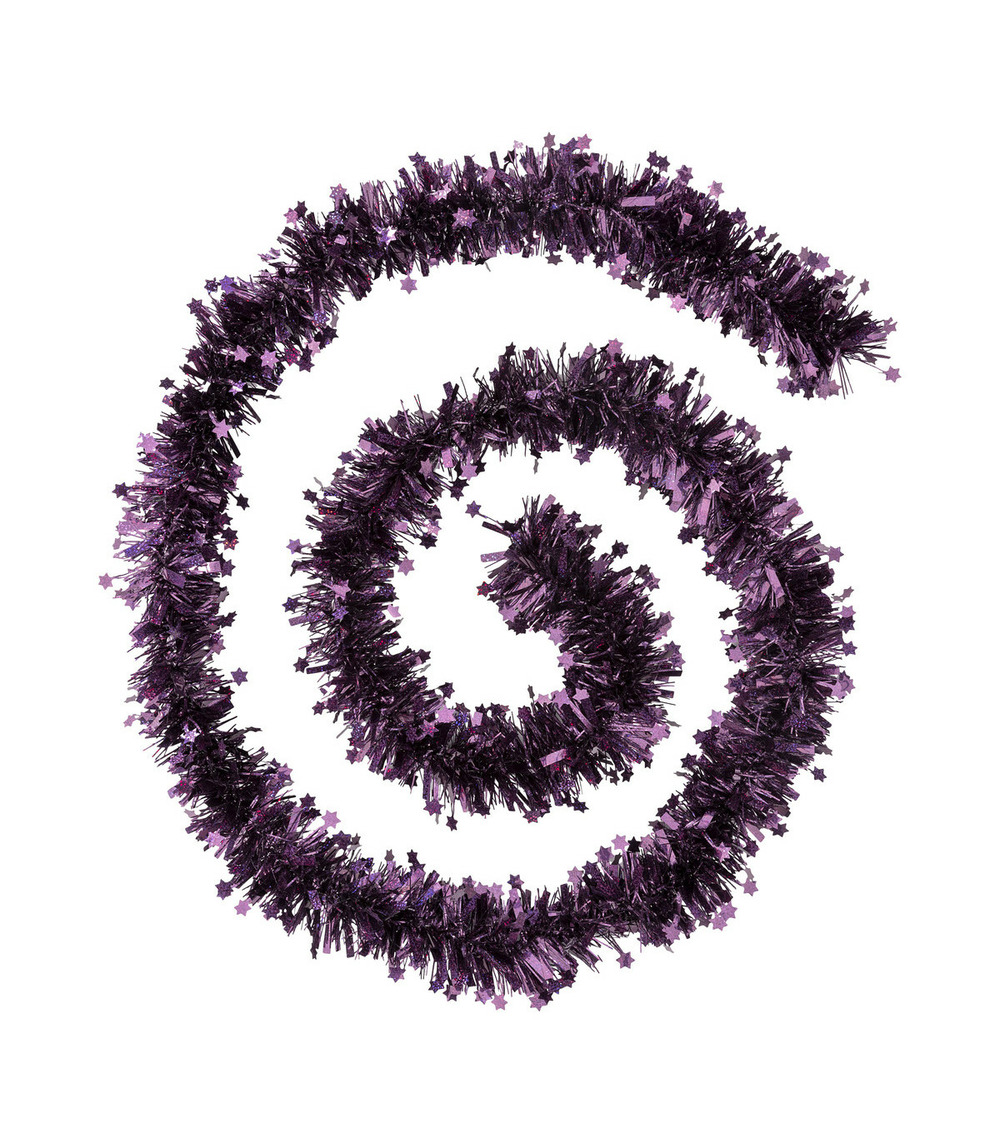 Guirlande de noël large 10 cm avec étoiles laser cassis longueur 2 mètres