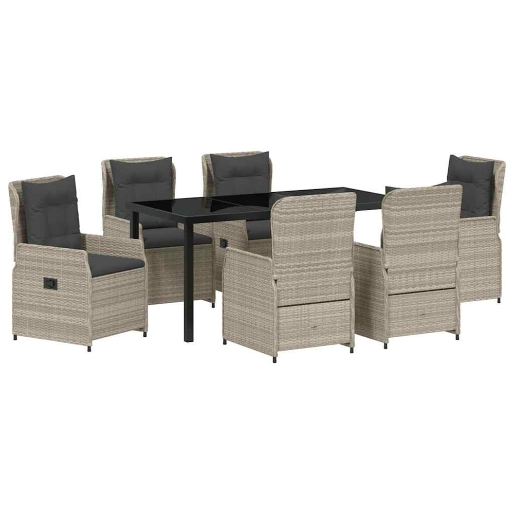 Ensemble de salle à manger pour jardin 7 pcs gris clair