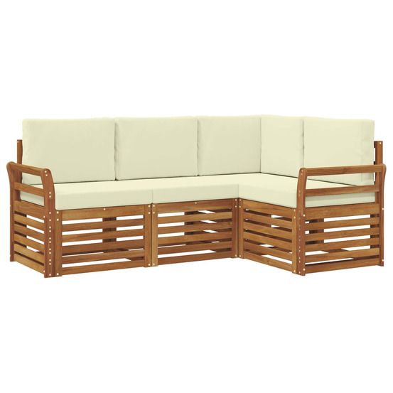 Ensemble de canapés d'extérieur 4 pc naturel et crème polyester