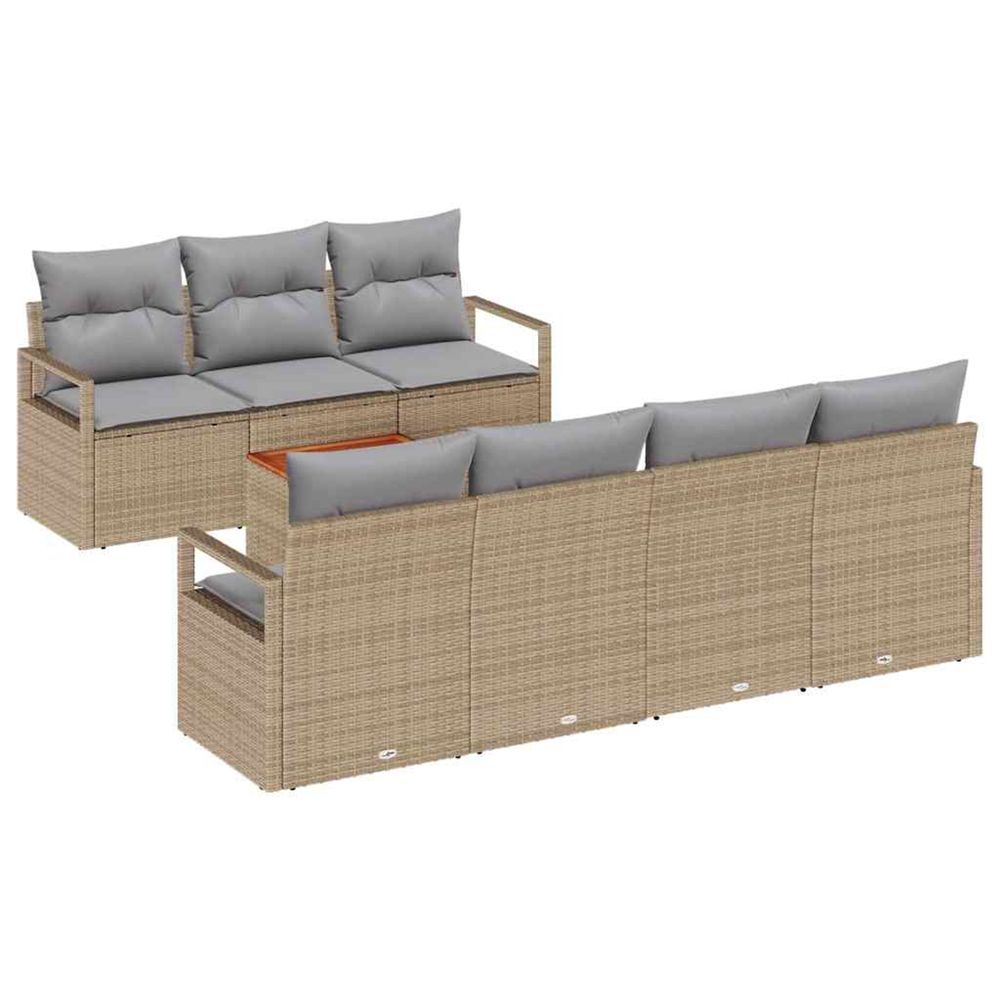 Ensemble de canapé de jardin 8 pc beige polyrotin