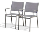 Stockholm - lot de 2 fauteuils de jardin en aluminium et toile plastifiée grise