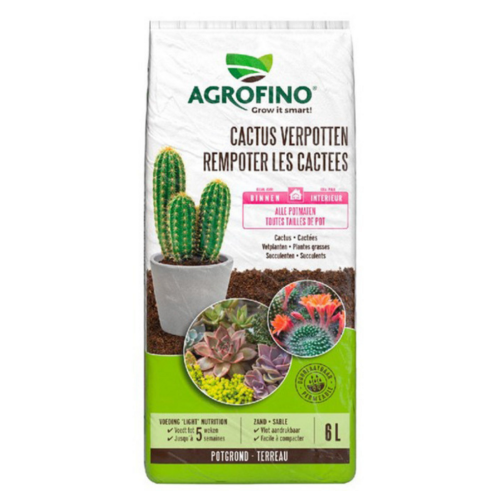 Terreau cactus et plantes grasses agrofino 5 semaines de nutrition 6l