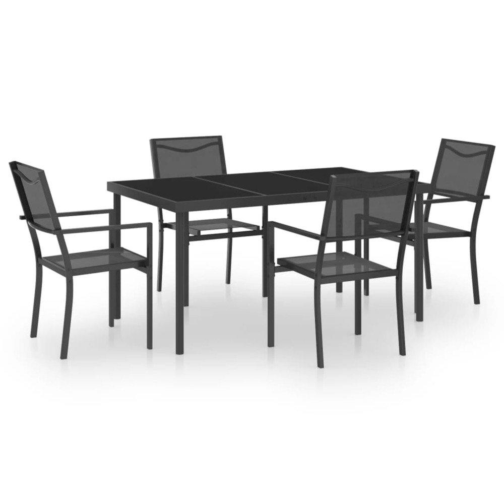 Mobilier de salle à manger d'extérieur 5 pcs acier