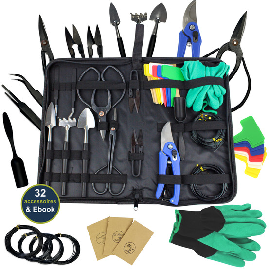 Cultivea lot de 32 outils complet bonsaï - taillage, entretien et élagage