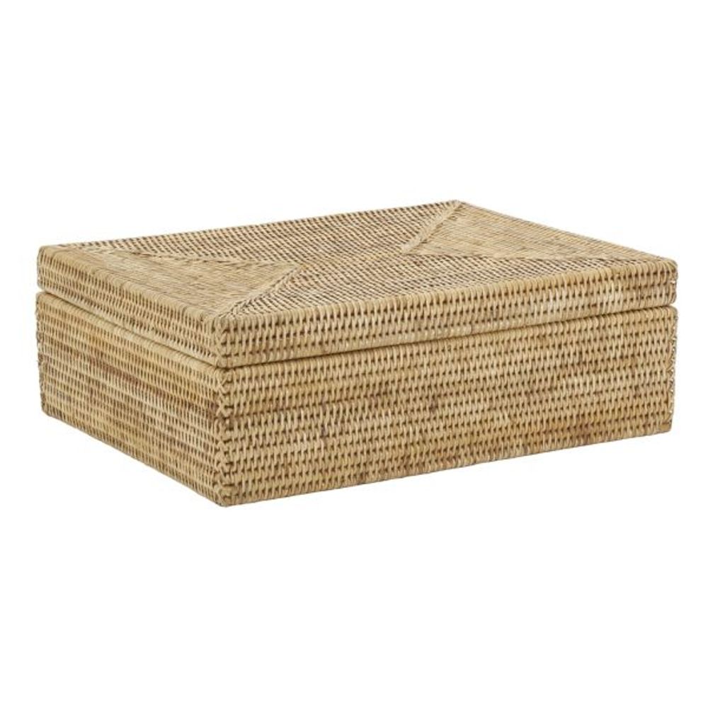 Coffret rectangulaire en rotin naturel
