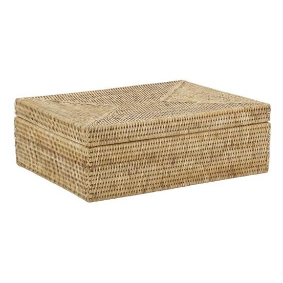 Coffret rectangulaire en rotin naturel