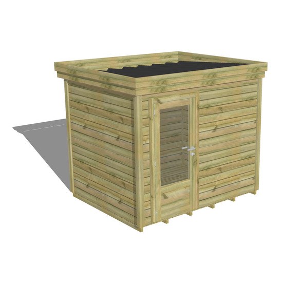Abri de jardin bois pin traité autoclave 27mm - 2,64x2,14m / 6m2 - bac acier - plancher bois