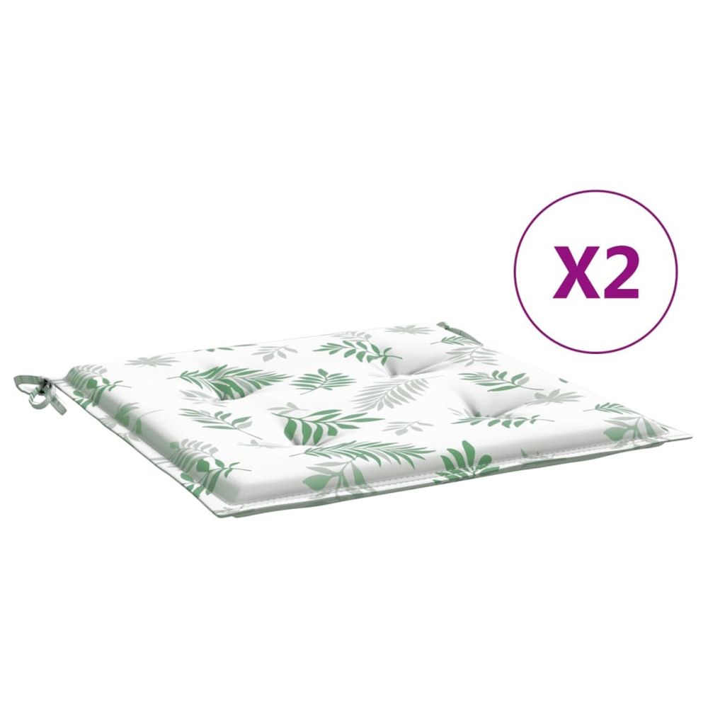 Coussins de chaise lot de 2 motif de feuilles 40x40x4 cm tissu