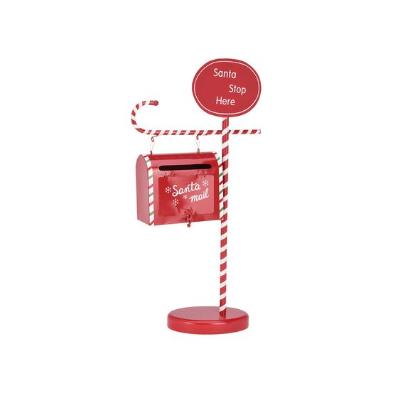 Boite aux lettres décorative de noël, métal, rouge, 51cm. Basics