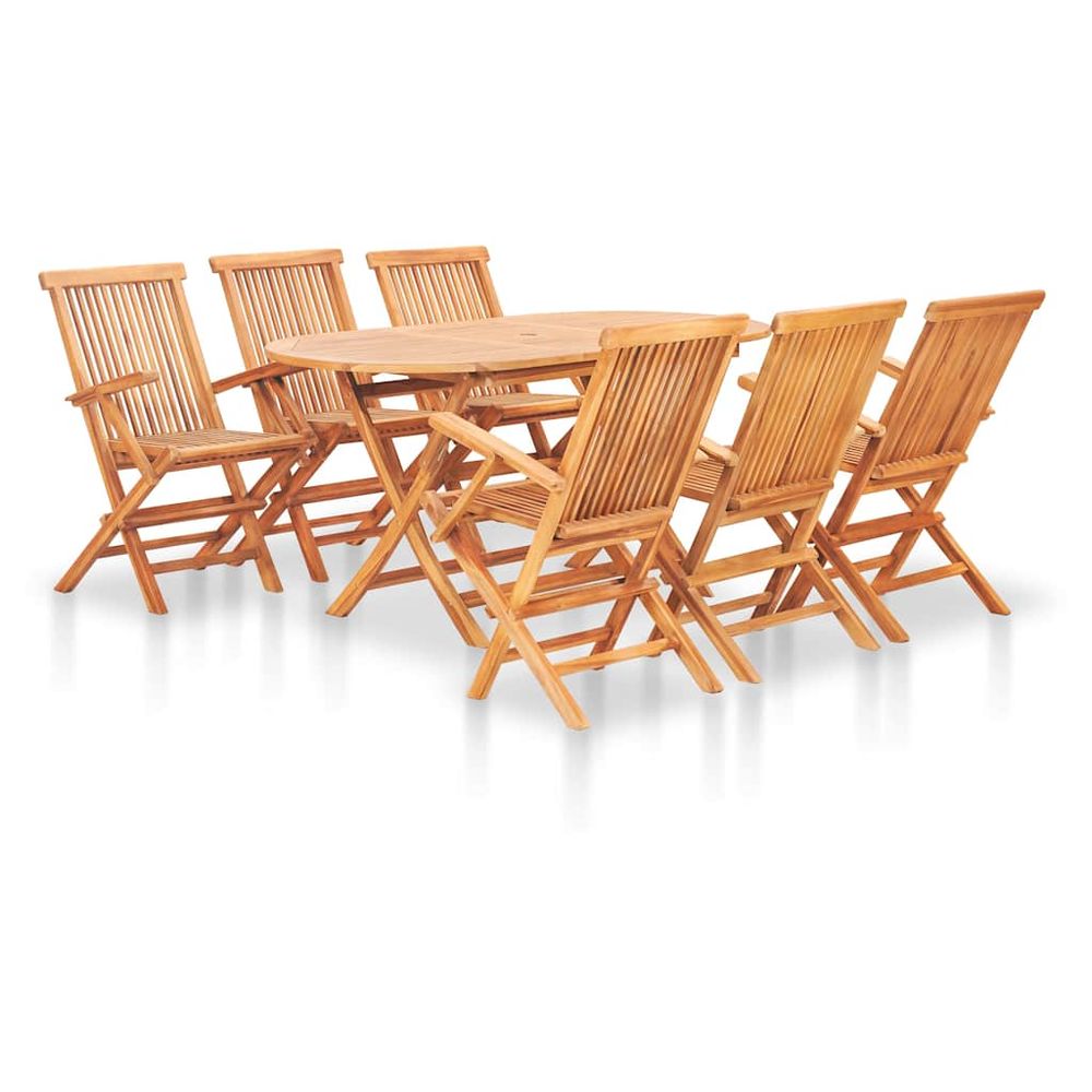 Ensemble à manger d'extérieur pliable 7 pcs bois solide de teck