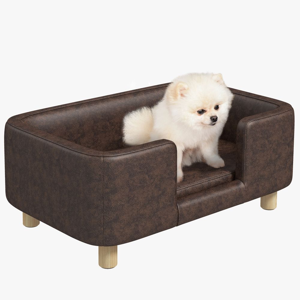Lit canapé micro-fibre pour chien et chat avec rebord protecteur 74cm marron - comfortxl outdoor living