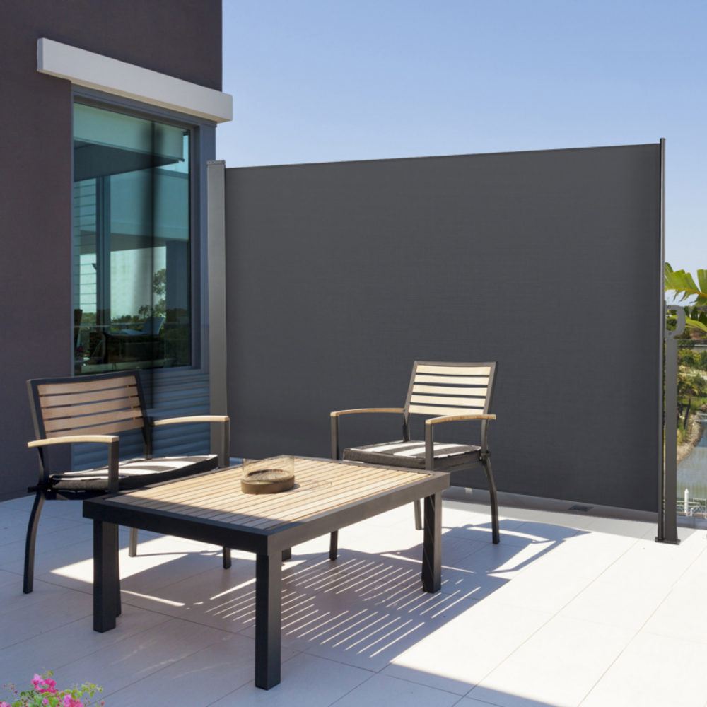 Paravent extérieur rétractable 180 x 300 cm gris anthracite store latéral