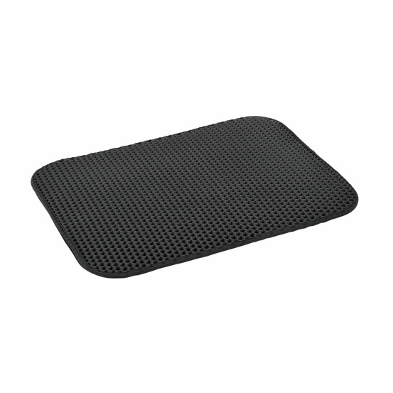 Tapis de litière pour chat avec récupérateur - noir